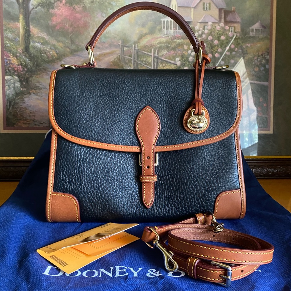 DOONEY & BOURKE 2.0 ALL WEATHER LEATHER TOP HANDLE/SHOULDER CARPET BAG NEW RARE!